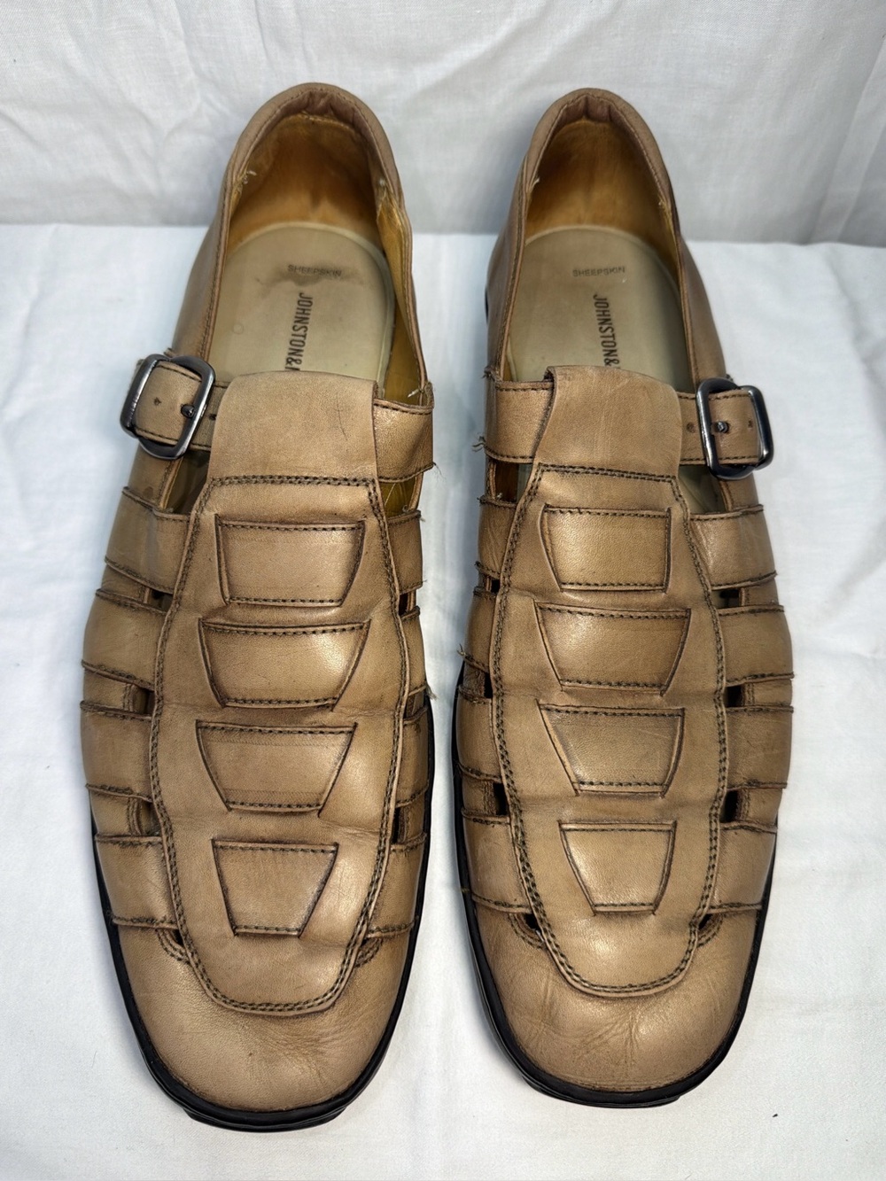 Johnston & Murphy Men’s Tan Leather Fisherman-Style Buckle Sandals